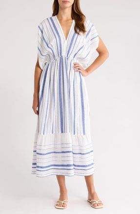 Lemlem Leila Embroidered Cotton Blend Cover-Up Sundress in Tiki Azure at Nordstrom, Size Medium