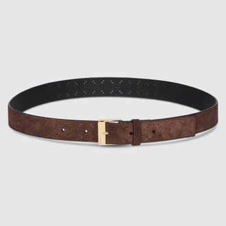Gucci Belt With Squared Buckle, Suede