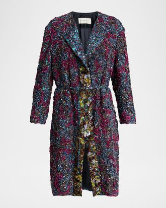 Dries Van Noten Rivkam Embroidered Single-Breasted Long Coat