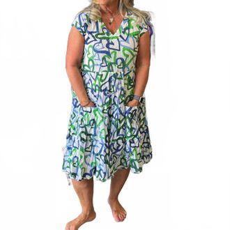 Dressaddict Jalan Dress In Blue/green Hearts