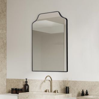 Jonathan Y Designs Lindie Medium Scalloped-Top Metal Framed Wall Mounted Mirror