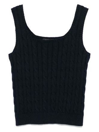 Lauren Ralph Lauren cable-knit top - women - Cotton - L - Blue