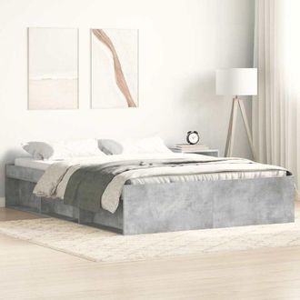 vidaXL Estructura De Cama De Matrimonio Gris Cemento 135x190 Cm Vidaxl
