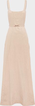 Aqua Blu Australia Claudette Belted Linen Maxi Dress