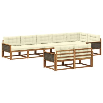 vidaXL Conjunto De Sof&aacute;s De Exterior 8 Pcs Natural Y Crema Vidaxl