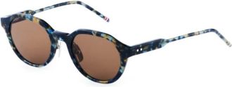 Thom Browne Acetate Ovalen Zonnebril - unisex - Zonnebrillen - Veelkleurig - 49 MM - Leer - Accessoires