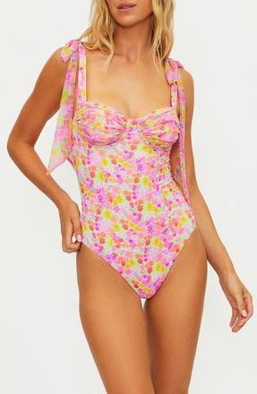 Beach Riot Dede Underwire One-Piece Swimsuit in Neon Bouquet at Nordstrom, Size X-Small