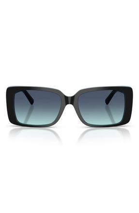 Tiffany & Co. 55mm Gradient Rectangular Sunglasses in Black On Tiffany Blue /Azure at Nordstrom