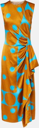 Dries Van Noten Draped printed satin midi dress