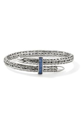 John Hardy Spear Flex Cuff Bracelet in Silver/Blue at Nordstrom, Size Medium