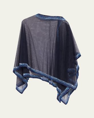 Giorgio Armani Embellished Edge Tulle Wrap Poncho