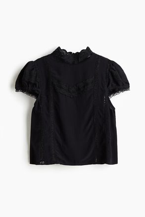 H&M Bluse mit Spitze - Schwarz