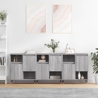 vidaXL Vidaxl - Aparadores 3 Uds Madera Contrachapada Gris Sonoma