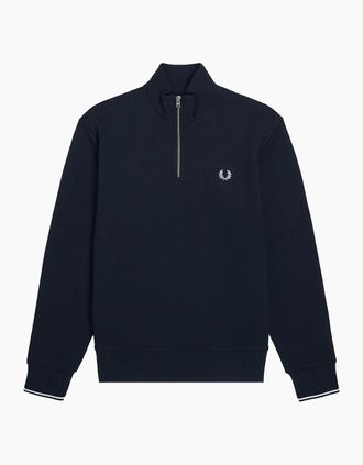 Fred Perry Mens Fred Perry Half Zip Sweatshirt Navy - Black - Size: 44