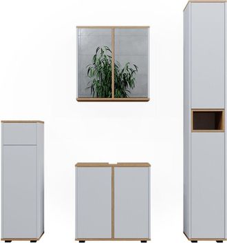 Vicco Set De Muebles De Ba&ntilde;o Didi, Blanco/artesano, 4 Piezas, Con Unidad Alta Y Unidad Midi