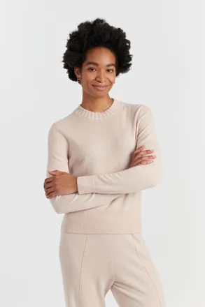 Chinti and Parker Bone Wool-Cashmere Cropped Sweater