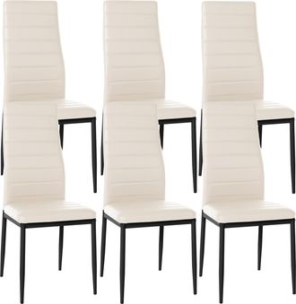 Clp Set De 6 Sillas De Comedor Mayfair Crema Simil Cuero