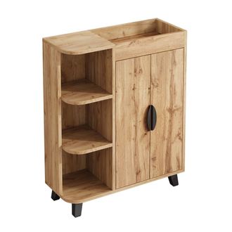 Urban Meuble Zapatero efecto madera con 2 puertas y patas negras, 80x32x99cm