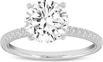 LuvMyJewelry 14K White Gold Round Cut Lab Grown Diamond Classic Engagement Ring - 2.63 ctw