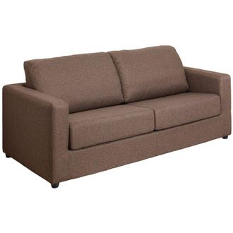 Vente-Unique Vente-unique - Divano letto 3 posti a ribalta Posto letto 140 cm Materasso 14 cm in Tessuto Marrone - doneto