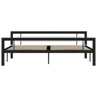 Berkfield Home Elegant Bed Frame Black & White Metal 180x200 cm Super King