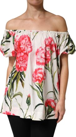 Dolce & Gabbana Multicolor Floral Off Shoulder Blouse Womens Top
