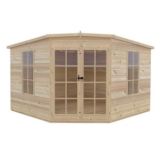Shires Hampton High Spec Shiplap Summerhouse Garden Sun Room Approx 10x10 ft in Light Tan