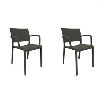 Resol Sillas Con Brazos New Fiona Resol Pl&aacute;stico Negro (pack De 2)