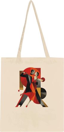 Generic Tango Dancers Abstract Geometric Art | Vintage Dance Illustration | Classic Tote Bag, Natural, One Size