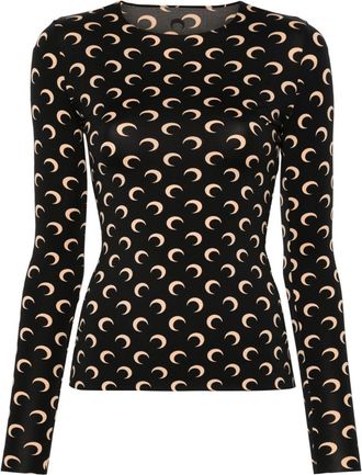 Marine Serre Moon-Print Jersey T-Shirt - Womens - Recycled Polyamide/Recycled Spandex