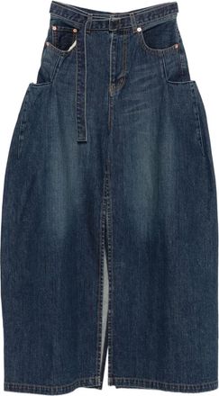 sacai Gonna denim con cintura - Blu