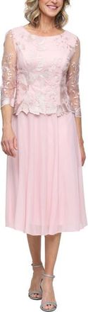 Alex Evenings Embroidered Mock Two-Piece Dress in Shell Pink at Nordstrom, Size 10P