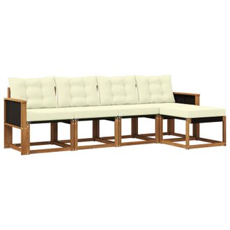 vidaXL Conjunto De Sof&aacute;s De Exterior Con Coj&iacute;n 5 Pcs Natural Y Crema Vidaxl