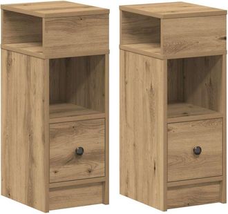 vidaXL Bedside Cabinets 2 pcs with Drawer Artisan Oak 25x31x66 cm vidaXL