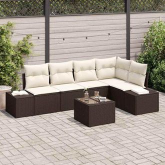 vidaXL Conjunto De Sof&aacute; De Jard&iacute;n 6 Pcs Marr&oacute;n Polirat&aacute;n Vidaxl