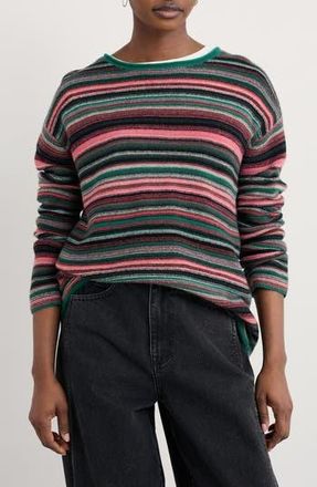 Seasalt Cornwall Fruity II Stripe Merino Wool Blend Sweater in Knit Ripple Marks Squash Multi at Nordstrom Rack, Size 12 Us / 16 Uk