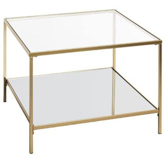 M&S Collection HAKU M&ouml;bel Tavolino oro, Metallo, vetro di sicurezza, specchio - Dim. L 60 cm x A 45 cm x P 60 cm, Stile Art Deco