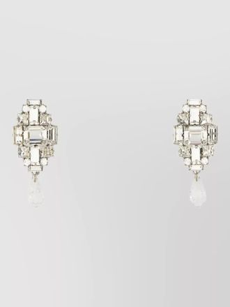 Alessandra Rich metal drop earrings geometric design crystals