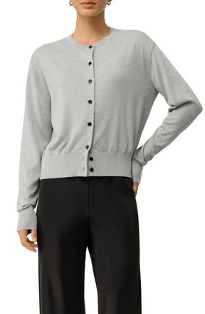 LilySilk Round-Neck Silk Cashmere Cardigan in Foggy at Nordstrom, Size X-Small