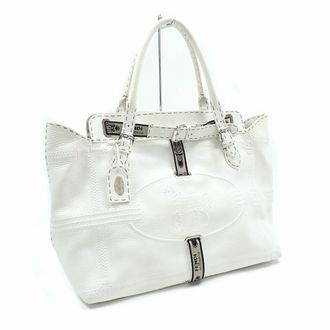 Fendi Selleria White Leather Tote Bag (Pre-Owned)