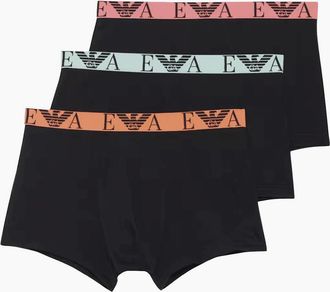 Emporio Armani Mens 3-Pack Multi-Colour Boxer Trunks - Black - Size: 37/36/32