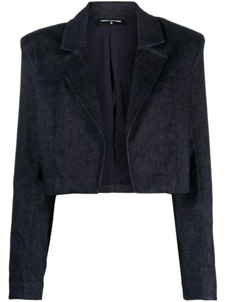 Patrizia Pepe cropped raw-denim jacket - women - Polyester/Cotton/Polyester/Elastane/Cotton - 38 - Blue