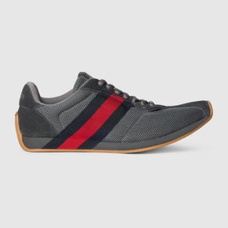 Gucci Womens Gucci Tempo Sneaker, Grey, Fabric