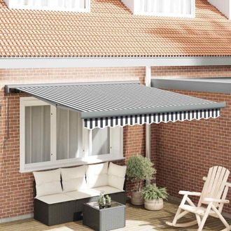 vidaXL Vidaxl - Toldo Retr&aacute;ctil Aluminio Y Tela Gris Antracita Y Blanco 3x2,5 M