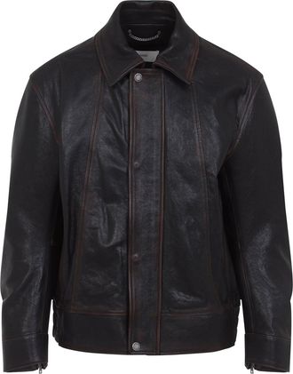 Golden Goose Port Royale Black Ovine Leather Prince Nappa Bomber Jacket-Uomo
