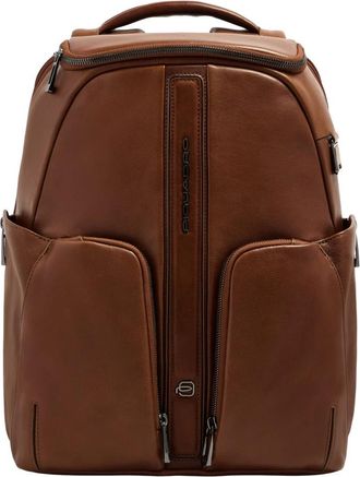 Piquadro Victor Leren 35-5 cm Laptoptas met Draadloos Opladen - Heren - Rugzakken - Bruin - ONE Size - Leer - Tassen