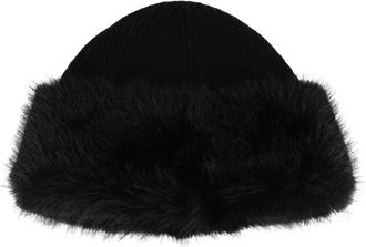 DIEGO M Boina de piel sint&eacute;tica con inserciones de punto acanalado - Accessories - Mujer - Negro - M