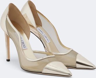 Jimmy Choo London Brigitte metallic leather and mesh pumps