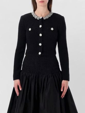 Self Portrait crystal knit cropped cardigan soft sparkle