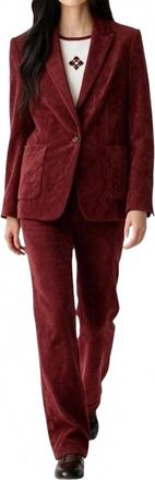 Luisa Cerano Single Button Corduroy Blazer In Wine